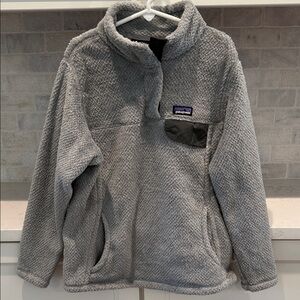 Patagonia Kids Size Medium/10 Gray Fleece Pullover with Kangaroo Pocket
